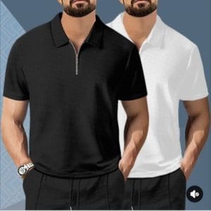 2PC Premium Quality Zipper Polo Shirt